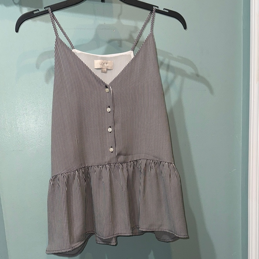 LOFT Black and White Striped Camisole